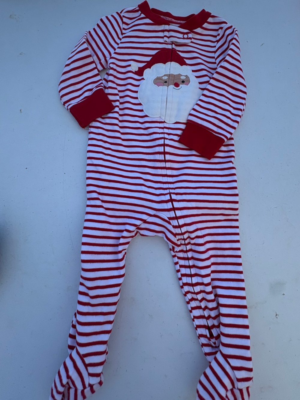 Carter's Red & White Striped Footed One-Piece with Santa Applique - Picture 1 of 2